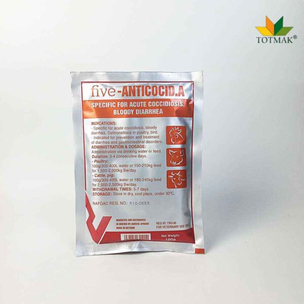 FIVE ANTICOCID A Coccidiosis & Diarrhea Treatment for Poultry