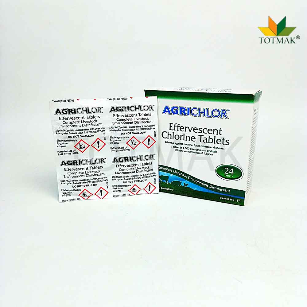 Agrichlor effervescent chlorine tablets for livestock farm disinfection